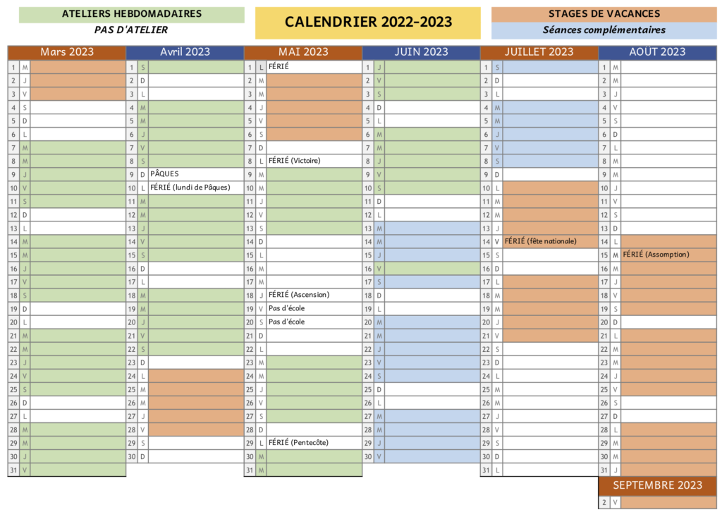 Mars à août 2023